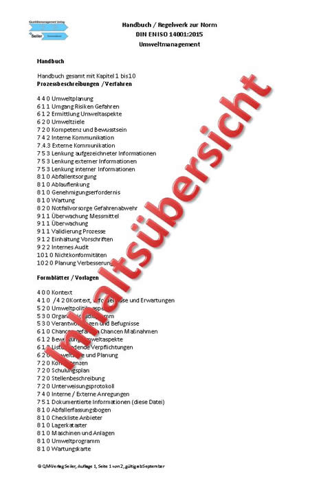 Umweltmanagement Vorlage
